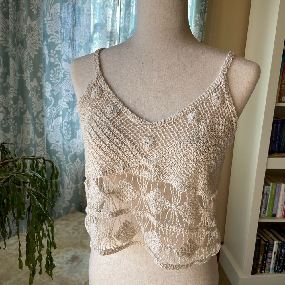 rebellion cotton crocheted cami layering top